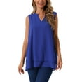 thumbnail image 1 of INSPIRAR CHIC Blusa de Chifón para Mujeres, Cuello en V, Sin Mangas, Top de Doble Capa, Tunica Fluida, Camisas Casuales XL Azul Real, 1 of 6