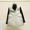 thumbnail image 4 of Shadoumai Puffer Vest Womens Metallic Shiny Baggy Winter Quilted Vests, Windproof Sleeveless Puffer Jacket Warm Padded Down Outerwear, 4 of 6