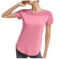 thumbnail image 3 of Lovskoo 2024 Women's Workout Shirts Short Sleeve Athletic Shirts Gym Performance T Shirts Round Neck Yoga Tops Pink XL, 3 of 5