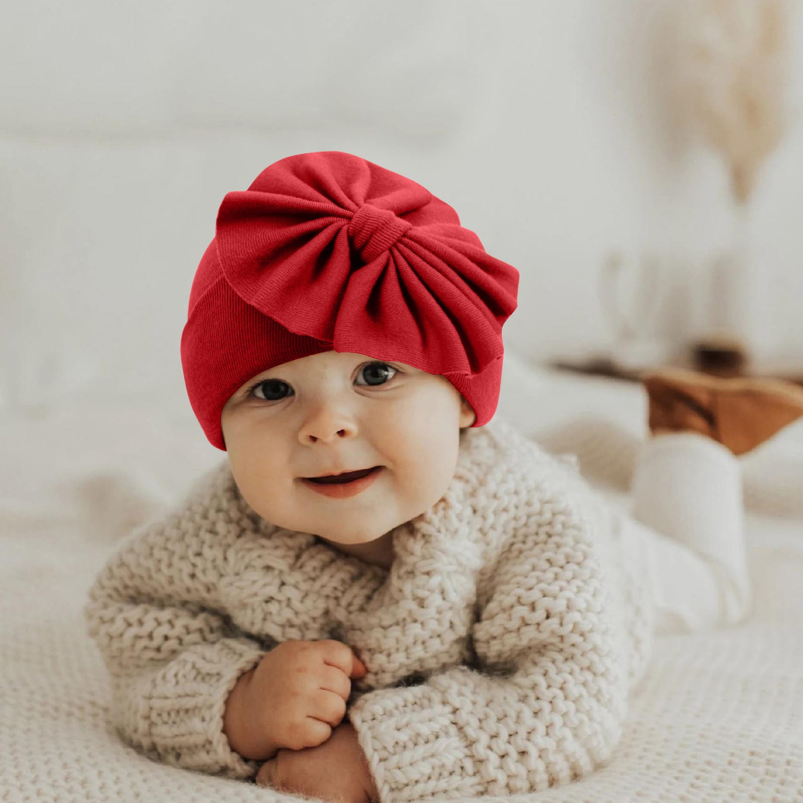 Zwiiyzr Kids Winter Beanie and Gloves Set Bow Knit Hat Unisex