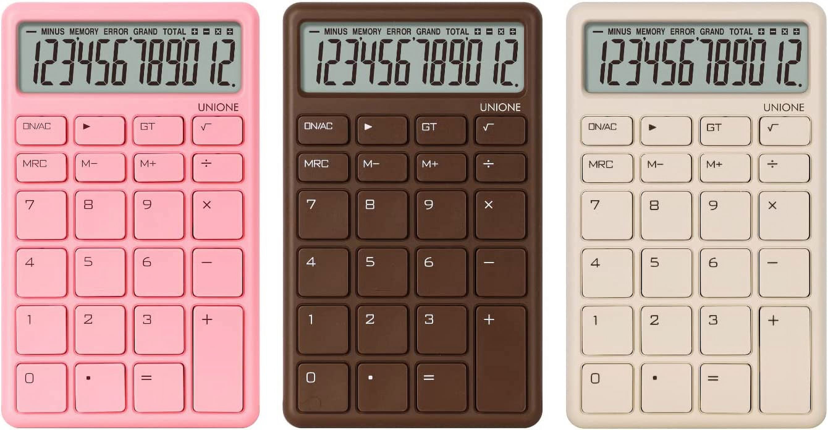 Pocket & Desktop Beige Calculator with a Bright LCD, Dual Power Handheld Desktop. Color. Business, Office, High School