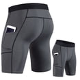 thumbnail image 2 of LYMAYTER Men's Athletic Compression Shorts Workout Running Pocket Design Letter Shorts For S-3XL, 2 of 9