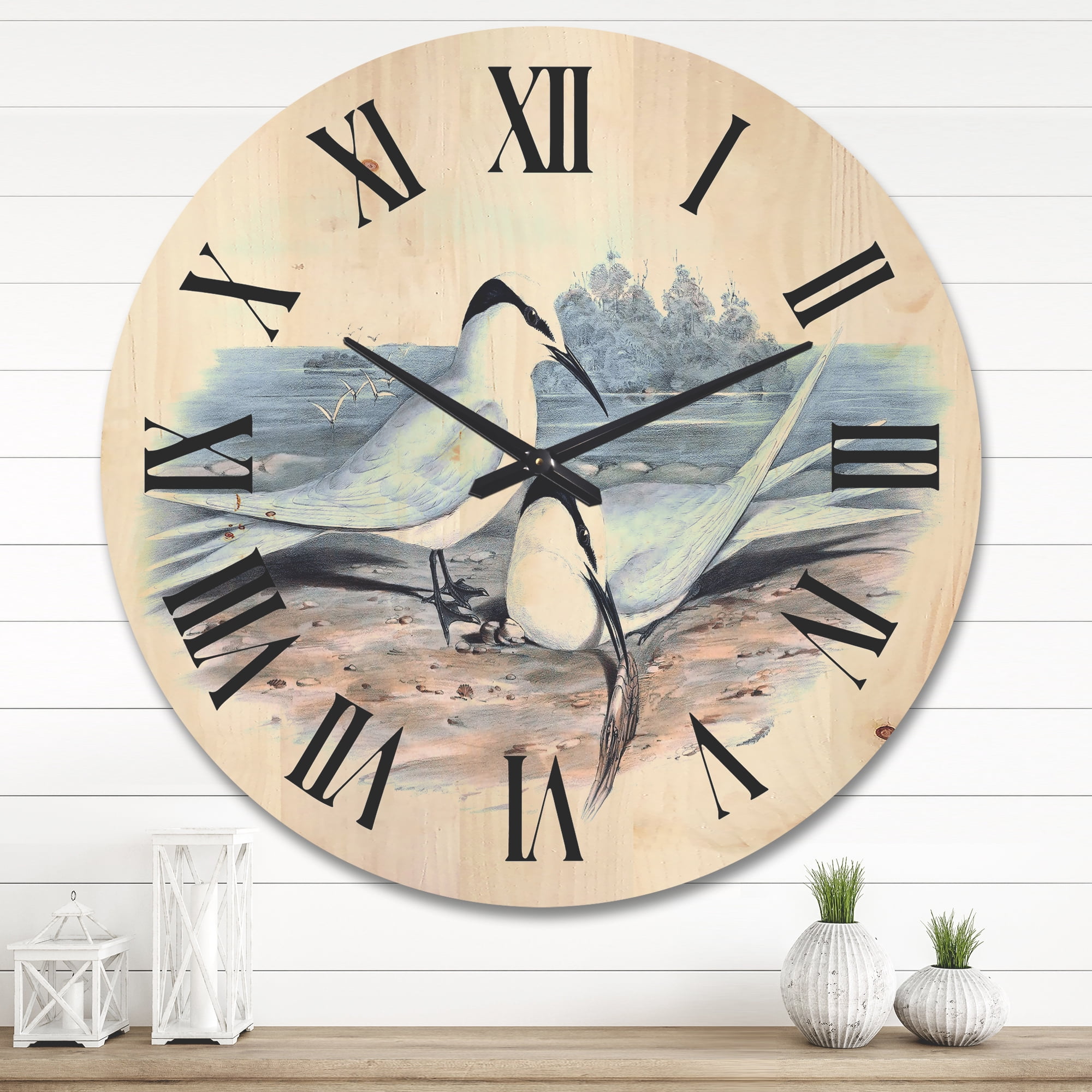 Designart 'Ancient Birds In The Wild IX' Traditional Wood Wall Clock