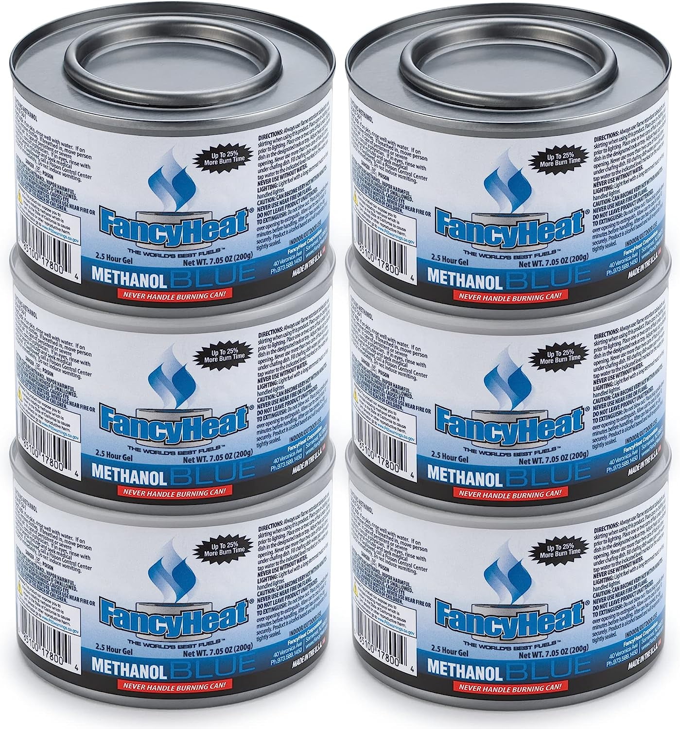 Food Warmer Gel Cans for Chafing Dish 6 Cans Diplastible Chafing Burners to Keep Food Warm 2.5 Hours