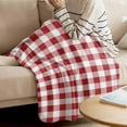 thumbnail image 4 of Throw Blanket for Couch Red White Plaid Soft Fleece Flannel Blankets Cozy Lightweight Blanket for Home Sofa Living Room Buffalo Check Geometric Bed Throws 50" x 60", 4 of 9