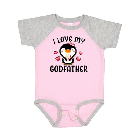 

Inktastic I Love My Godfather with Cute Penguin and Hearts Gift Baby Girl Bodysuit