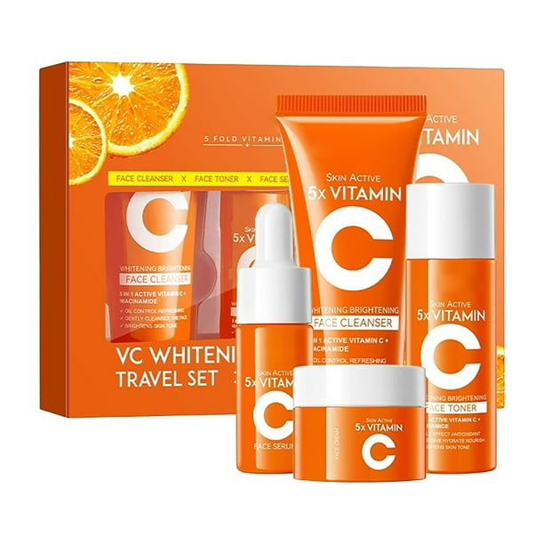 5 x Vitamin C Skin Care Set - Cleanser, Firming & Moisturizing Kit
