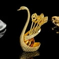thumbnail image 6 of Portable Decorative Swan Base Holder with 6Pcs Spoons Cream Coffee Golden, 6 of 8