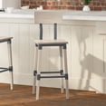thumbnail image 3 of Merrick Lane Dining Bar Stool with Solid Beechwood Seat, Back, and Frame, Sturdy Metal Support, Footrest in Antique White - Set of 2, 3 of 17