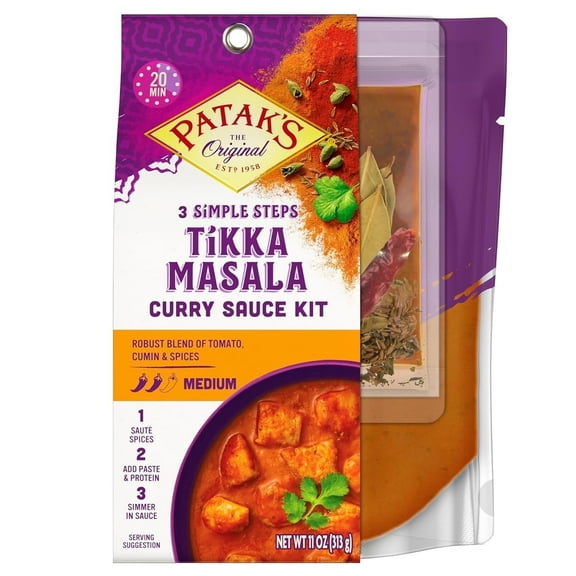 Patak's Tikka Masala Curry Sauce 3-Step Kit, 11 oz, Pack of 6