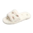 thumbnail image 4 of GPOECD Cute Slippers for Women Fuzzy Open Toe Bow Embroidery Slide Soft Non Warm Cozy Slippers for Winter., 4 of 4