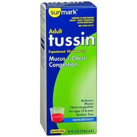 Adult Tussin Mucus+Chest Congestion Liquid - 8 oz, Helps loosen phlegm (mucus) and thin bronchial secretions to make coughs more productive By