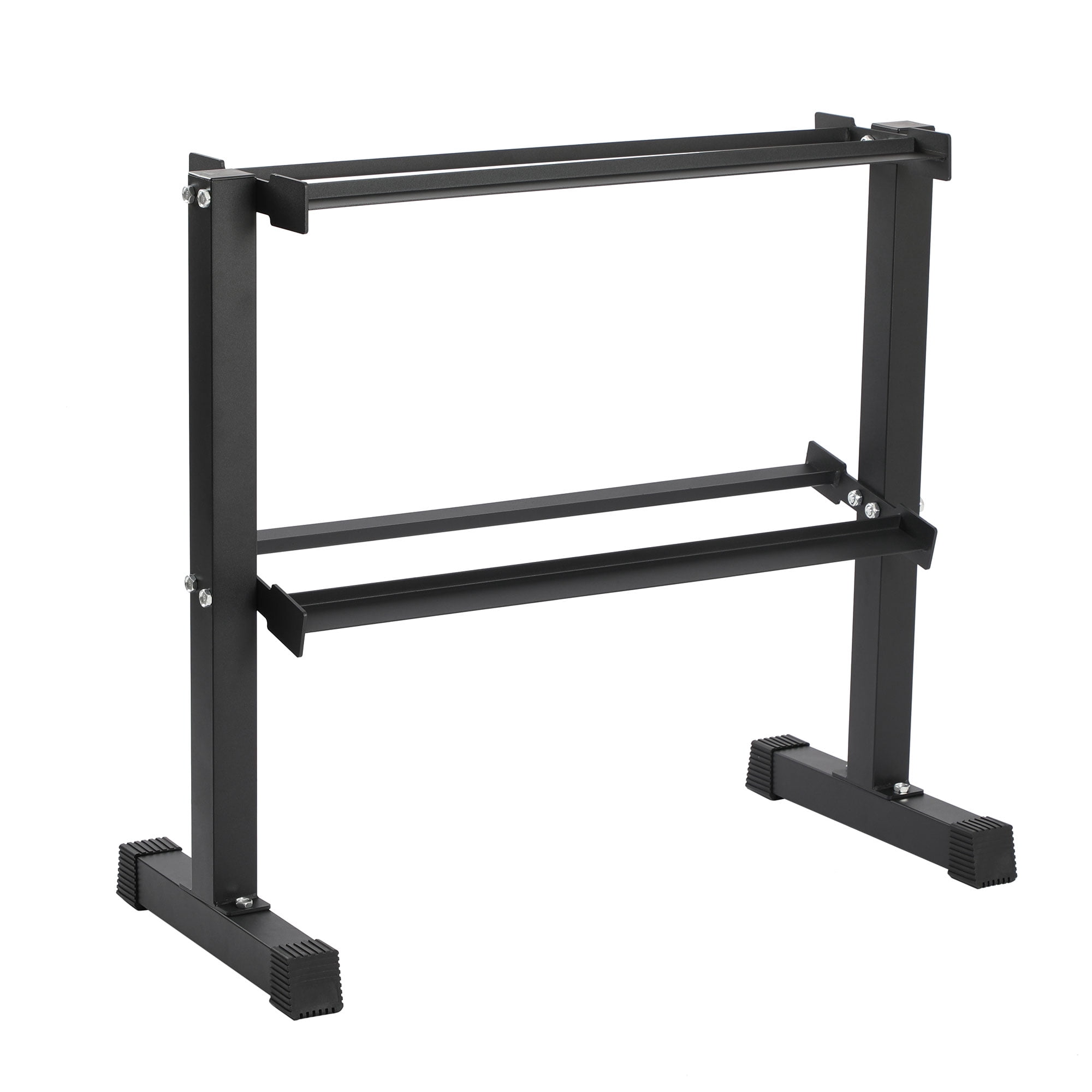 HolaHatha 5, 10, 15, 20, and 25 Pound Rubber Encased Weight Set with Rack