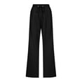 thumbnail image 4 of Seductiva Women's Casual Pants Linen Pants Women Summer Wide Leg Pants Drawstring Elastic Waist Pants High Waisted Pants Casual Beach Trousers Business Work Casual Pants, 4 of 5