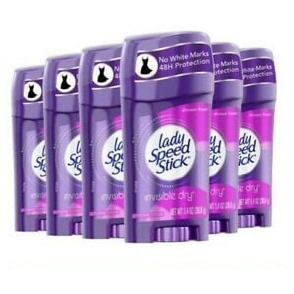 Lady Speed Stick Invisible Dry Antiperspirant & Deodorant, Shower Fresh - 1.4 Oz (6 Pack)