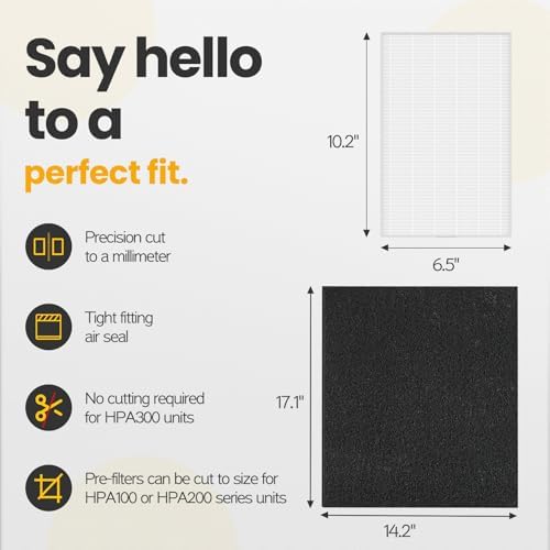 HPA300 HEPA Filter Replacement Compatible with Honeywell Air Purifier HPA300 Series, HPA300, HPA304, HPA8350, HPA300VP, HPA3300b, HPA5300, Pack of 6 HEPA R and 8 Pre filters A HRF-AP1
