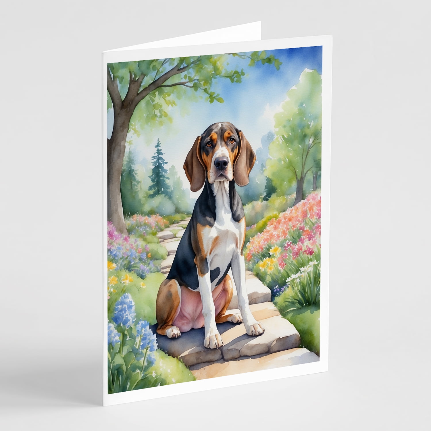 Brittany Spaniel Spring Path Greeting Cards Pack of 8 7 in x 5 in