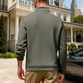 thumbnail image 4 of Betivan Men's Fleece-lined Solid Color Hoodie, Long Sleeve Half-Zip Stand Collar Pullover for Office Daily Business Casual, 4 of 6