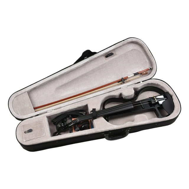 Electric 4/4 Violin Full Size Set Professional Silent Electric Violin for Beginners Students School Learners Electric Violin with Hard Case Headphones Connecting Cables Violin Kit