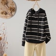 thumbnail image 3 of Holzkary Hoodies for Women Oversized Sweater Striped Sweater Korean Style Loose and Slim Lazy Pullover Sweater Fall Fashion Outfits 2025 Casual Sweaters Tops Workout Winter Clothes Black S, 3 of 5