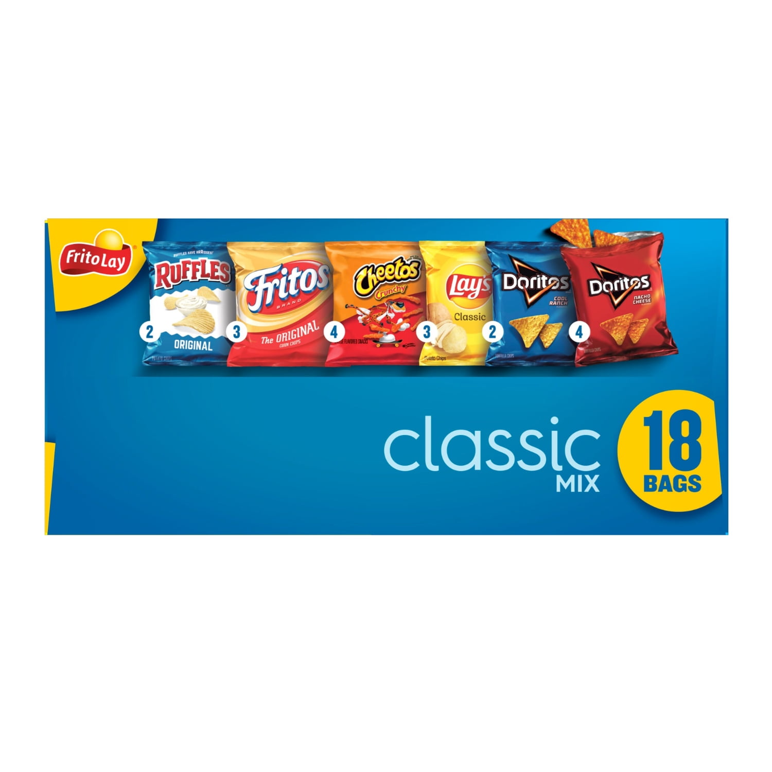 (2 pack) Frito Lay Snacks Classic Mix Variety 1 oz, 18 Count, Cardboard Box
