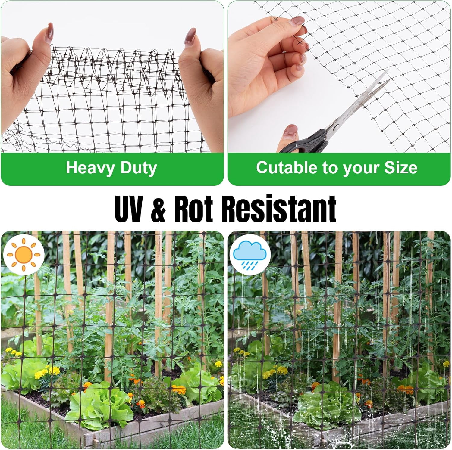Bird Netting 5 x 100 FT Heavy Duty Garden Netting Deer Fence Netting Pest Barrier for Protect Fruit Trees, Plants and Vetables Against Birds, Deer, Squirrels, Black