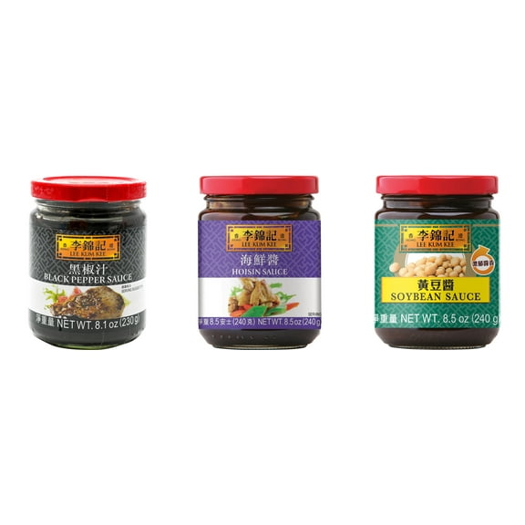 NineChef Brand Spoon Plus 3 Pack Lee Kum Kee Cooking Sauce, 3 Flavors(Black Pepper Sauce,Hoisin Sauce,Soybean Sauce)
