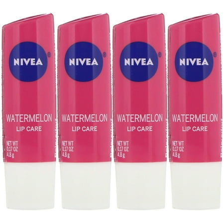 Pack of (4) Nivea, Lip Care, Watermelon, 0.17 Oz