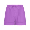 thumbnail image 5 of DPTALR Men's Solid Color Linen Casual Fashion Shorts, Elastic Drawstring Waist, Multi-Pocket, Beach & Seaside Shorts,Purple,Big and Tall Men XXXXL, 5 of 7