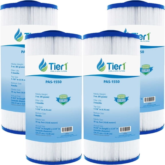 Tier1 Pool & Spa Filter Cartridge 4-pk | Replacement for Thermo Spas FL1009, Thermo Spas Healing Spa, Pleatco PTS35, Filbur FC-0187, Unicel C-4324 and More | 35 sq ft Pleated Fabric Filter