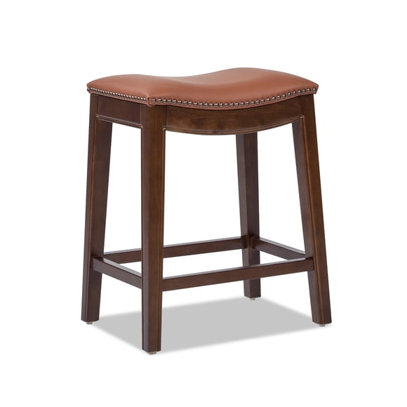 Barlow 24.5" Backless Saddle Counter Stool Brown with Top Grain Leather