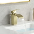 thumbnail image 3 of SUMERAIN Single Hole Modern Waterfall Bathroom Sink Faucet Lead-Free Stainless Steel Lavatory Faucet Brushed Gold, 3 of 12