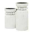 thumbnail image 5 of DecMode 2 Candle White Wood Beaded Pillar Candle Holder, Set of 2, 5 of 7