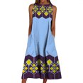 thumbnail image 1 of Fridja Robe d'Été Imprimée pour Femmes Vacances à la Plage Col Rond Grande Poche Maxi Robe, 1 of 7