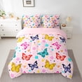 thumbnail image 3 of Homewish Girly Pink Cartoon Bedding Comforter Set 7 Pieces for Teen, Kawaii Cartoon Butterfly Full Bedding Set, Rustic Flower Floral Reversible Fitted Sheet Flat Sheet, Lightweight Room Decor, 3 of 8