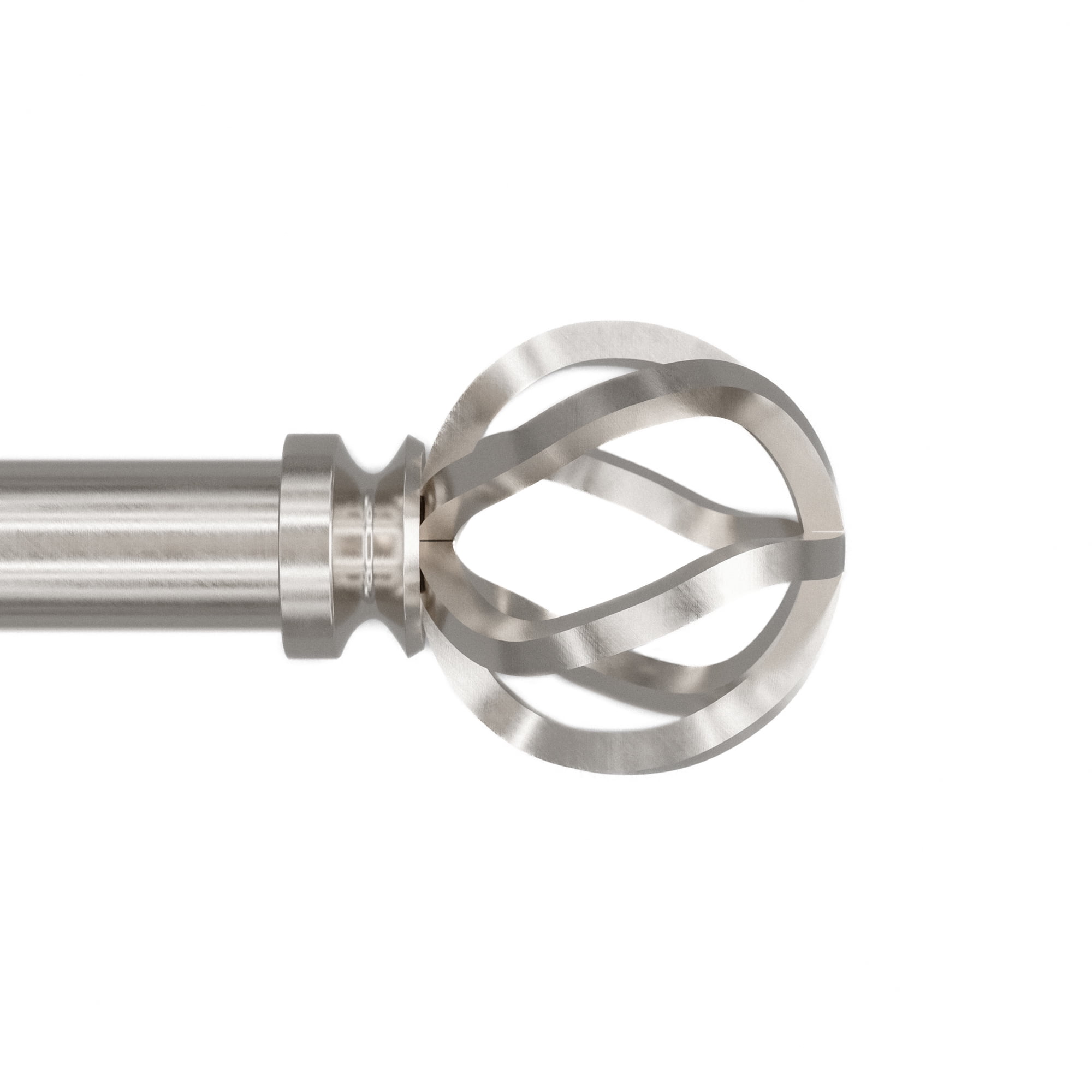(2 pack) Better Homes & Gardens 1" Brushed Nickel Cage Single Adjustable Curtain Rod Set, 120-180"