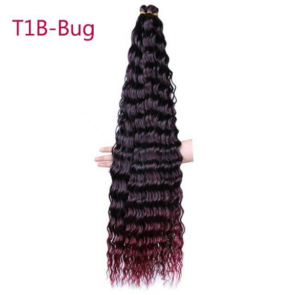 XmhyTop 24 Inch 3-Bundle Human Braiding Hair, 100g/Bundle Deep Wave Curly Extensions, Wet and Wavy Texture for Boho Braids Styling, Black Purple