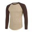 thumbnail image 5 of Huankd Men's Long Sleeve Shirt Fall Crewneck Color Block Loose Fit T Shirts Casual Pullover Tees Khaki L, 5 of 5