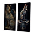 thumbnail image 3 of Designart "Retro Glamorous Gold Cat II" Animals Cat Wall Art Set Of 2 - Children's Art Blue Gallery Set For Office Decor, 3 of 6
