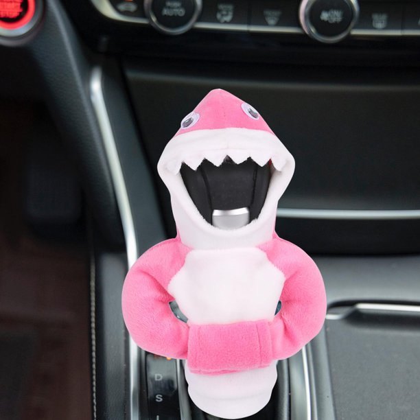 Funda Para Palanca De Cambios De Coche Con Capucha Funda para palanca de cambios, divertida sudadera con capucha y rana para coche, accesorios creativos para el interior del coche (tiburón rosa)