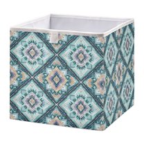 Foldable Fabric Storage Bin Home Cubes Clothing Organizer Bins Large Collapsible Box Basket for Home Organizer Pastel Blue Shape Pattern