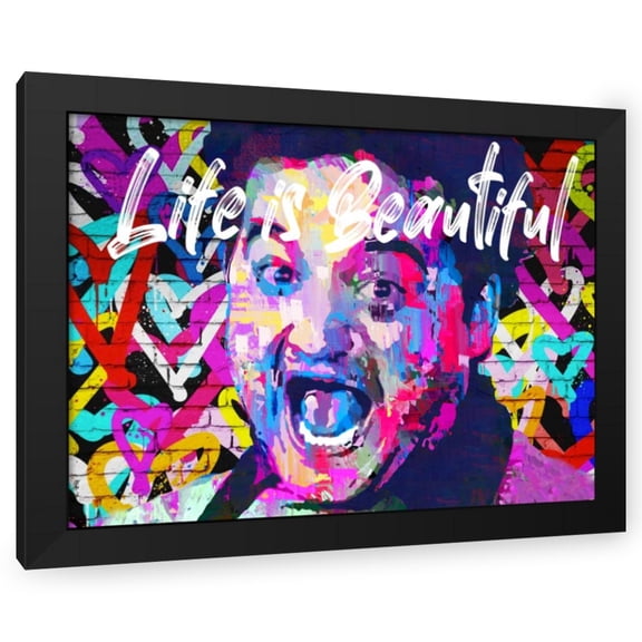 Stephen Chambers 24x19 Black Modern Wood Framed Wall Art Titled - John Belushi Life Is Beautiful