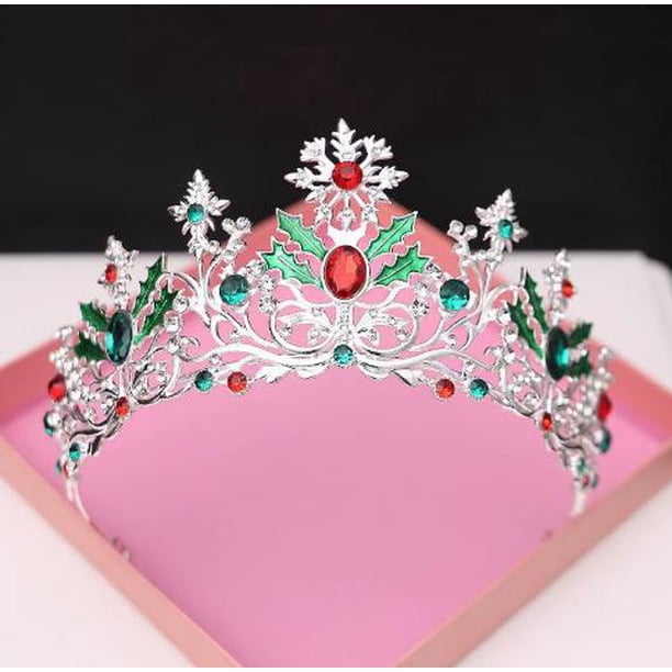 Tocado de niña de las flores y corona de cristal plateado para mujeres y niñas, accesorios para el cabello de princesa para cumpleaños, disfraz de Navidad Tocado de niña de las flores y corona de cristal plateado para mujeres y niñas, accesorios para el cabello de princesa para cumpleaños, disfraz de Navidad
