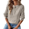 thumbnail image 3 of CAIXIA Womens Long Sleeve Waffle Knit Henley Shirts | Button Down Raglan Top, Loose Fit Cozy Basic Tees, Comfy Clothes, Casual Pullover Tunic for Spring, Fall, Winter Layering, 3 of 5