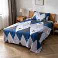 thumbnail image 7 of AuroraX Bed Sheets Twin Size Flat Sheets Cooling,Blue Sold Separately Geometric Print Single Bed Sheet for Summer, 7 of 7
