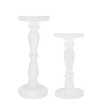A&B Home Glass Pedestals - Set of 2 - Frosted Clear
