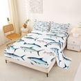 thumbnail image 2 of Feelyou Watercolor Sea Fish Queen Sheet Sets for Kids Boys Girls, Coastal Animal Bed Set, White Blue, 4 Pieces, 2 of 5