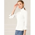 thumbnail image 2 of Suéter Allegra K de cuello alto de Manga Larga con volantes para Mujer jersey de punto Elástico Blanco XL, 2 of 6