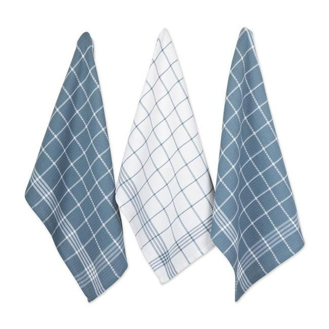 Design Imports 70327A Gaufres Bleues Armure Torchon et Torchon - Lot de 8