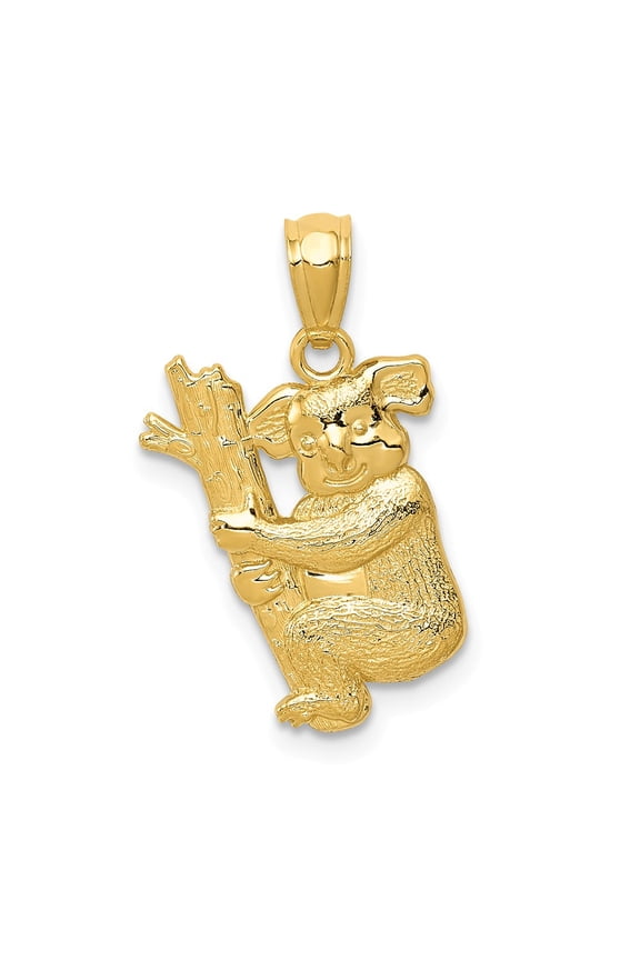 14K Yellow Gold Charm Pendant Men'S 17 mm 12 Textured Koala